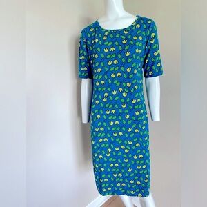 LuLaRoe JULIA Soft Stretch Pencil Midi Floral TULIP T-Shirt Dress Size Large